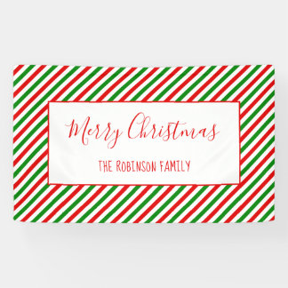 Frohe Weihnachten Red Green Custom Familienname Banner