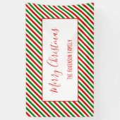 Frohe Weihnachten Red Green Custom Familienname Banner (Vertikal)