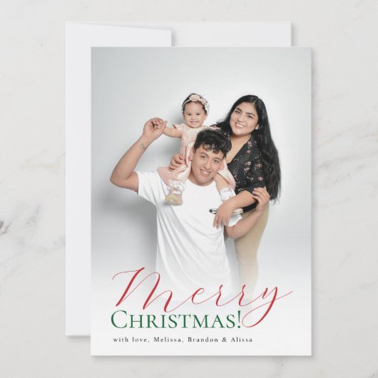 Frohe Weihnachten Red & Green Modern Script Foto (Vorderseite)