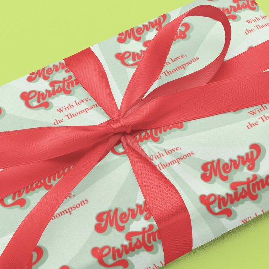 Frohe Weihnachten Red Green Retro Custom Geschenkpapier
