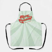 Frohe Weihnachten Red Green Retro Kalligrafie Scri Schürze (Vorderseite)