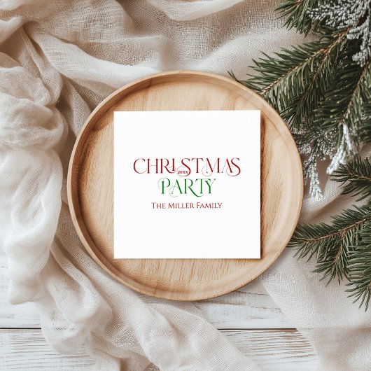 Frohe Weihnachten Red Green Retro Typografie Serviette