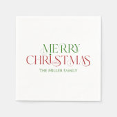 Frohe Weihnachten Red Green Retro Typografie Serviette (Vorderseite)