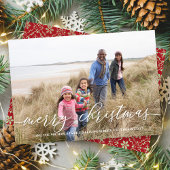 Frohe Weihnachten Red Green Snowflake 1 Foto