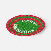 Frohe Weihnachten Red Green & Snowflakes 7" Pappteller (Schrägansicht)