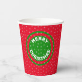 Frohe Weihnachten Red Green & Snowflakes Pappbecher (Vorderseite)