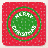 Frohe Weihnachten Red Green & Snowflakes Rechteckiger Pappuntersetzer (Vorderseite)