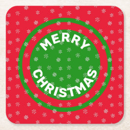 Frohe Weihnachten Red Green & Snowflakes Rechteckiger Pappuntersetzer