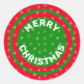 Frohe Weihnachten Red Green & Snowflakes Runder Aufkleber (Vorderseite)