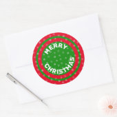 Frohe Weihnachten Red Green & Snowflakes Runder Aufkleber (Umschlag)