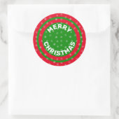 Frohe Weihnachten Red Green & Snowflakes Runder Aufkleber (Tasche)