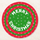 Frohe Weihnachten Red Green & Snowflakes Runder Pappuntersetzer (Vorderseite)