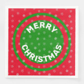 Frohe Weihnachten Red Green & Snowflakes Serviette (Vorderseite)
