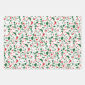 Frohe Weihnachten Red Green Terrazzo Pattern Urlau Geschenkpapier Set (Vorderseite)