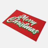 Frohe Weihnachten Red Green Typografy Script Fußmatte (Schrägansicht)