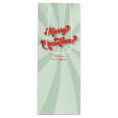 Frohe Weihnachten Red Green Whimsical Retro Custom Geschenktüte Für Weinflaschen (Vorderseite)