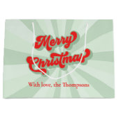 Frohe Weihnachten Red Green Whimsical Retro Custom Große Geschenktüte (Vorderseite)