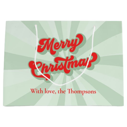 Frohe Weihnachten Red Green Whimsical Retro Custom Große Geschenktüte (Vorderseite)