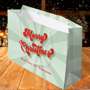 Frohe Weihnachten Red Green Whimsical Retro Custom Große Geschenktüte