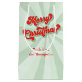 Frohe Weihnachten Red Green Whimsical Retro Custom Kleine Geschenktüte (Vorderseite)