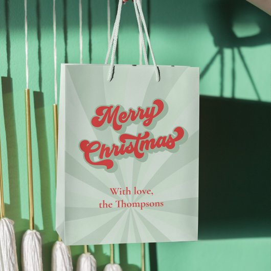 Frohe Weihnachten Red Green Whimsical Retro Custom Mittlere Geschenktüte