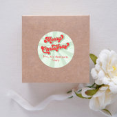 Frohe Weihnachten Red Green Whimsical Typografie Runder Aufkleber