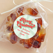 Frohe Weihnachten Red Green Whimsical Typografie Runder Aufkleber