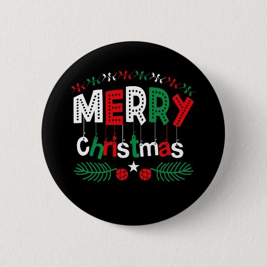 Frohe Weihnachten Red Green White Button (Vorderseite)