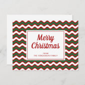 Frohe Weihnachten Red Green White Stripes Waves Postkarte (Vorne/Hinten)