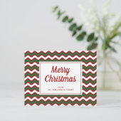 Frohe Weihnachten Red Green White Stripes Waves Postkarte (Stehend Vorderseite)