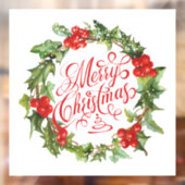 Frohe Weihnachten Red Green Wreath Holly Ivy Fensteraufkleber (Blatt 2)