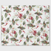 Frohe Weihnachten Red Holly Berries Gold Lights Geschenkpapier (Flach)