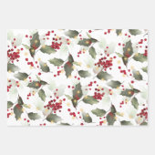 Frohe Weihnachten Red Holly Berries Gold Lights Geschenkpapier Set (Vorderseite 2)