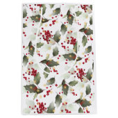 Frohe Weihnachten Red Holly Berries Gold Lights Mittlere Geschenktüte (Vorderseite)