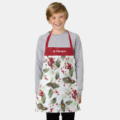 Frohe Weihnachten Red Holly Berries Gold Lights Schürze (Getragen)