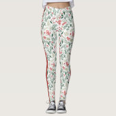 Frohe Weihnachten Red Holly Berries Leggings (Vorderseite)
