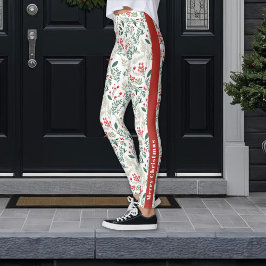 Frohe Weihnachten Red Holly Berries Leggings