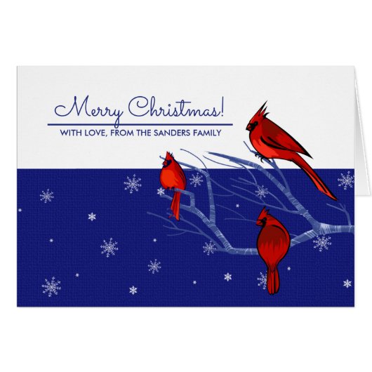 Frohe Weihnachten. Red Kardinals Custom Holiday Ca (Vorderseite (Horizontal))