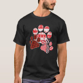 Frohe Weihnachten Red Kariert Candy Cane Dog Paw P T-Shirt (Vorderseite)