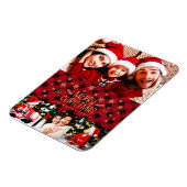 Frohe Weihnachten Red Kariert Gold Snowflakes 4 Fo Magnet (Linke Seite)