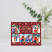 Frohe Weihnachten Red Kariert Gold Snowflakes 5 Fo (Stehend Vorderseite)