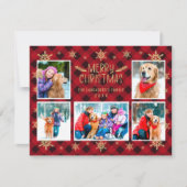 Frohe Weihnachten Red Kariert Gold Snowflakes 5 Fo (Vorderseite)