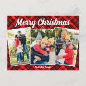 Frohe Weihnachten Red Kariert Tartan 3 Foto (Vorderseite)