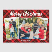 Frohe Weihnachten Red Kariert Tartan 3 Foto Magnet (Vorderseite)