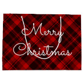 Frohe Weihnachten Red Kariert Tartan Große Geschenktüte (Rückseite)