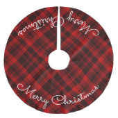 Frohe Weihnachten Red Kariert Tartan Polyester Weihnachtsbaumdecke (Vorderseite)