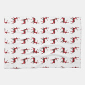 Frohe Weihnachten Red Kariert Tartan Reindeer Patt Geschirrtuch (Horizontal)