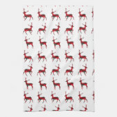 Frohe Weihnachten Red Kariert Tartan Reindeer Patt Geschirrtuch (Vertikal)