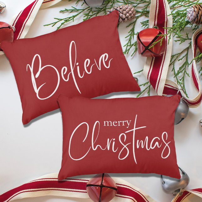 Frohe Weihnachten Red Modern Holiday Dekokissen (Von Creator hochgeladen)