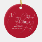 Frohe Weihnachten Red Modern Keramik Ornament (Vorne)